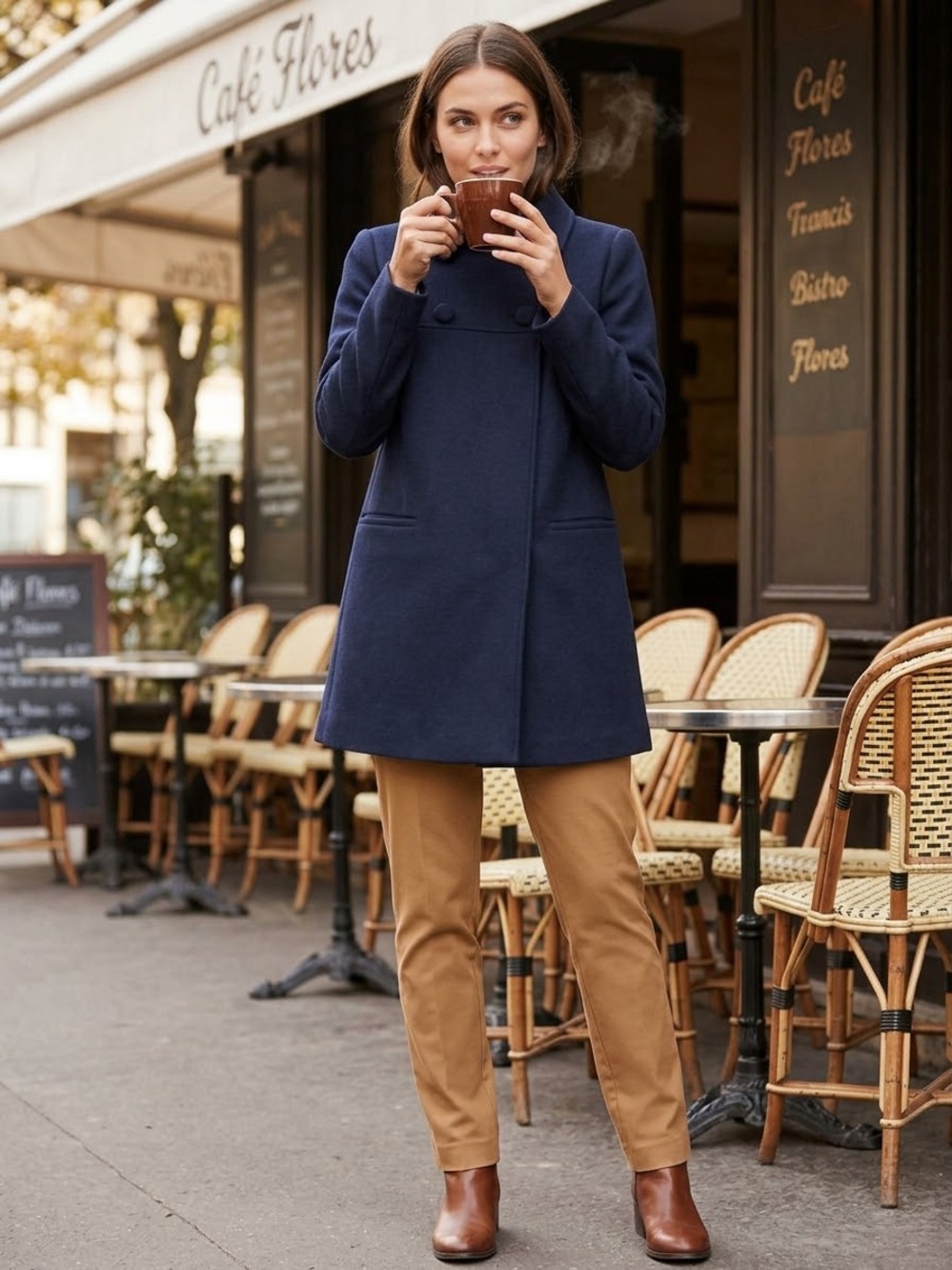 Banana Republic Classic Navy Wool Blend Peacoat